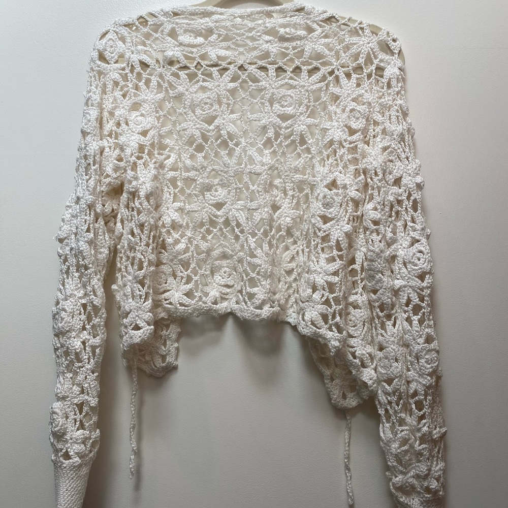 Vintage crochet crop cardigan with front tie - Picture 5 of 5